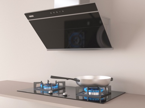 现代油烟机 燃气灶 灶具su模型