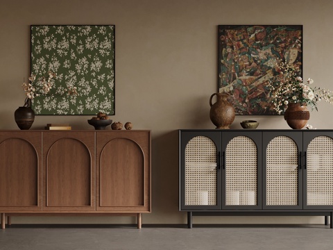 中古风玄关柜su模型