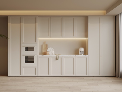  法式奶油风酒柜 餐边柜3d模型 