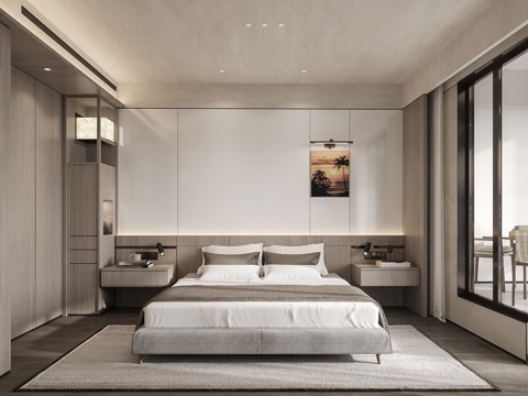  现代主卧室3d模型 