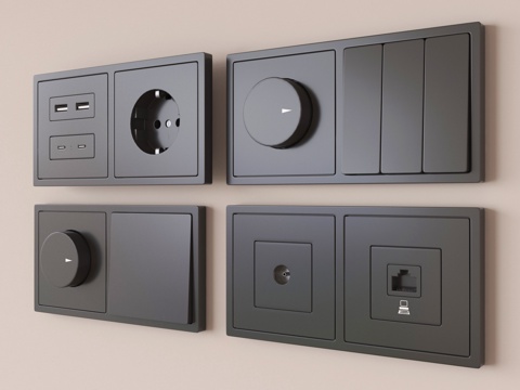  现代开关插座组合3d模型 