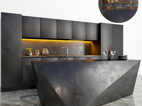  现代厨房3d模型 