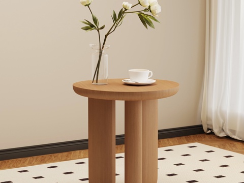 现代中古边几 奶油风边几su模型