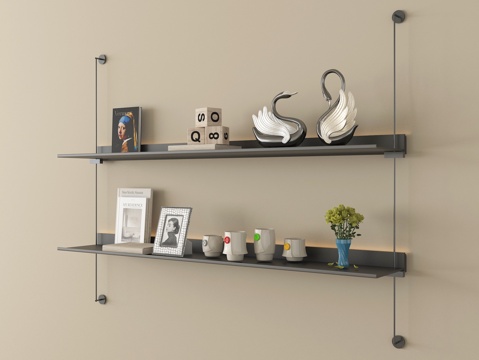  现代墙面置物架 摆件 墙饰3d模型 