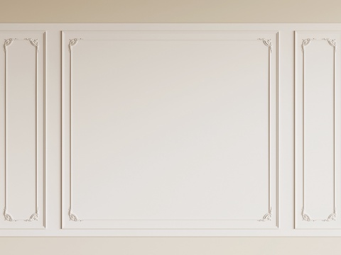 法式复古线条 石膏线 背景墙su模型