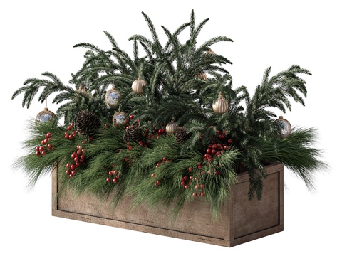  圣诞装饰绿植盆栽3d模型 