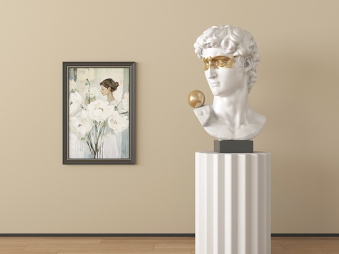  现代雕塑摆件 石膏雕塑 挂画3d模型 