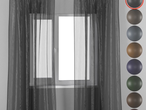  八色薄纱窗帘3d模型 