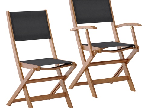  室内外折叠相思木露台小餐椅3d模型 