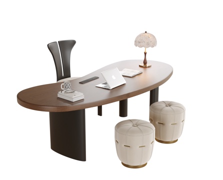 现代书桌椅 凳子 书桌su模型