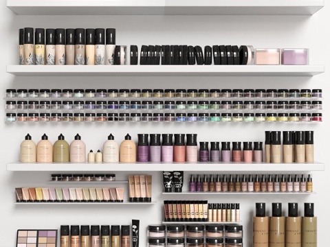  美容沙龙大型化妆品套装。彩妆3d模型 