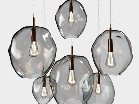  吊灯天花板泡泡3d模型 