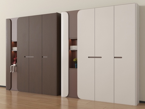 现代衣柜 装饰柜 木材 高柜su模型