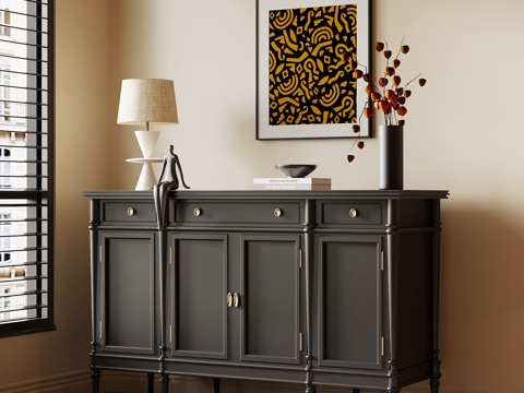 法式复古玄关柜 端景柜su模型