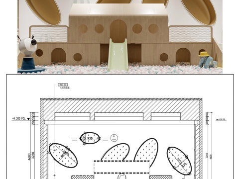 墙面节点 墙面凿洞节点 儿童室内墙面装饰cad施工图