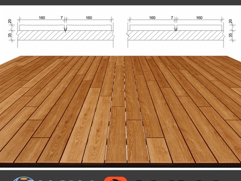  原木铺装，4种材质，陶土色3d模型 