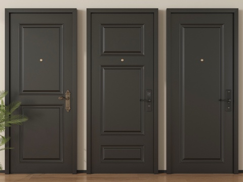 法式单开门 房门 卧室门 防盗门 入户门 平开门 木门su模型