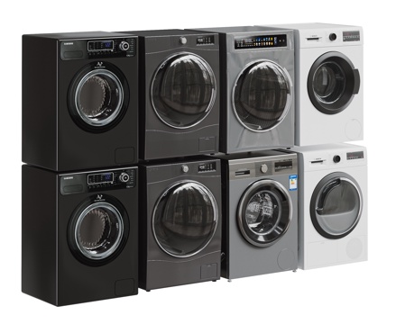 现代洗衣机组合 洗烘套装su模型