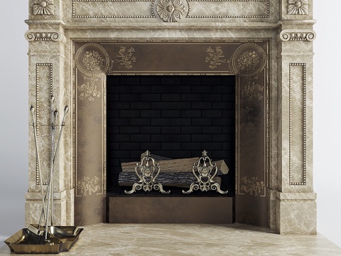  经典壁炉3d模型 