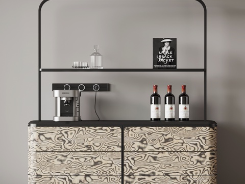  现代意式酒架 酒柜 备餐柜 法式中古酒柜3d模型 