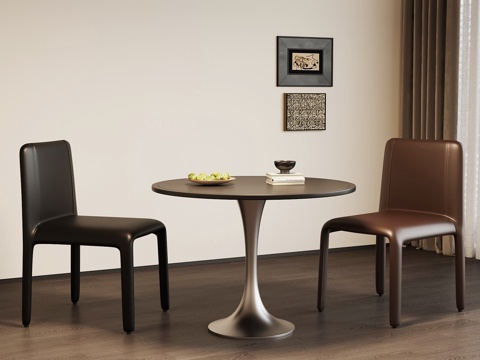 现代意式洽谈桌椅 餐桌椅su模型