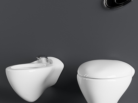  扎哈·哈迪德设计的Noken马桶与坐浴盆3d模型 