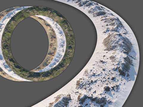  环形山脉 + 6种纹理3d模型 