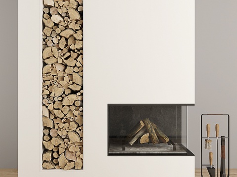  现代壁炉383d模型 