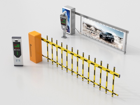 现代升降杆道闸栏杆 电动停车收费杆 门禁机闸机su模型