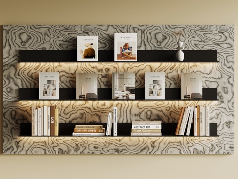 现代意式书架 壁挂书架su模型