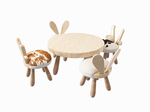  现代幼儿园儿童娱乐桌椅组合3d模型 