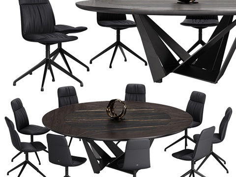  卡特兰意大利凯莉椅天蝎座凯木圆桌3d模型 