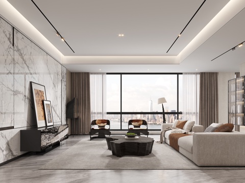  现代客餐厅3d模型 