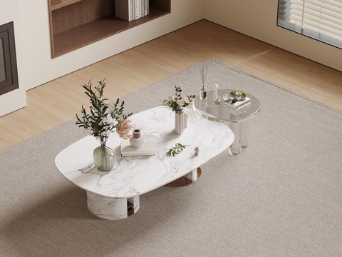  现代奶油风茶几 子母几3d模型 