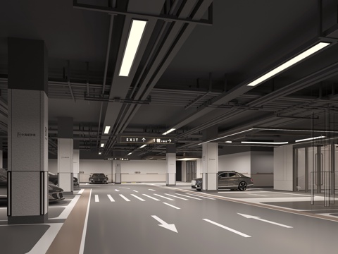 地下室停车场3d模型 