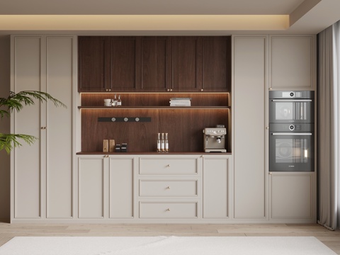  法式中古风酒柜 餐边柜3d模型 