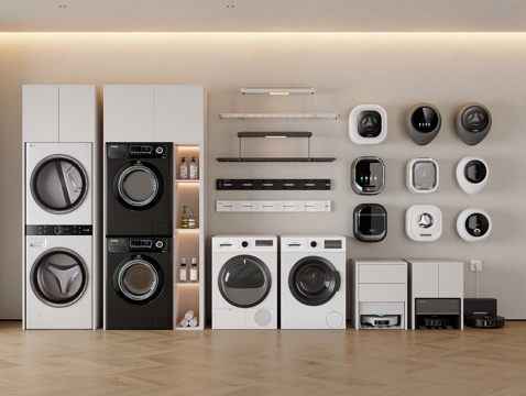  现代家用电器 大家电 洗衣机 扫地机器人 晾衣机 壁挂洗衣机3d模型 