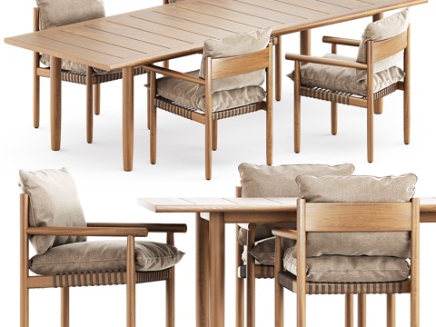  Dedon品牌Tibbo扶手椅与餐桌3d模型 