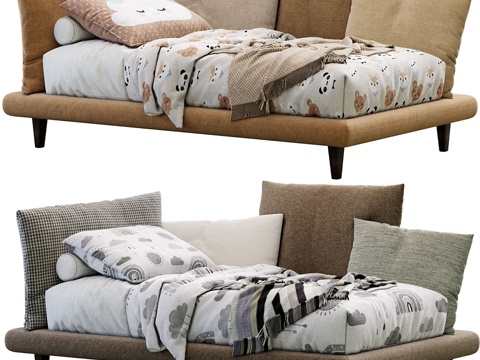  皮卡比亚单人床3d模型 