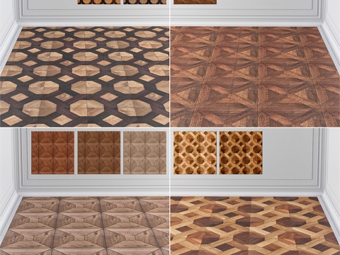  几何图案镶木地板3d模型 