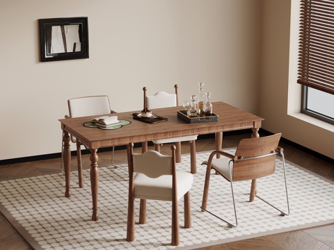 法式中古风餐桌椅su模型