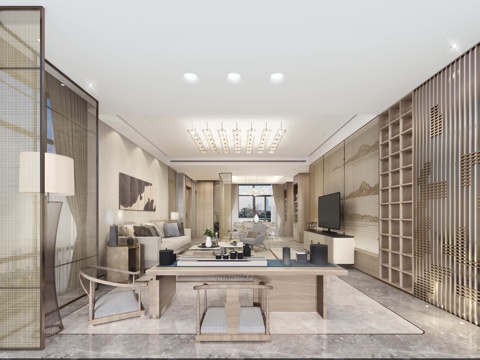  轻奢大平层 样板间 最新全套施工图 效果图合集cad施工图 