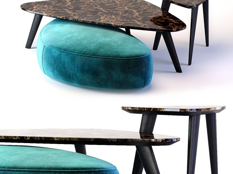  绿洲安德烈系列小桌与脚凳3d模型 