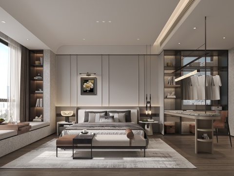  现代主卧室3d模型 