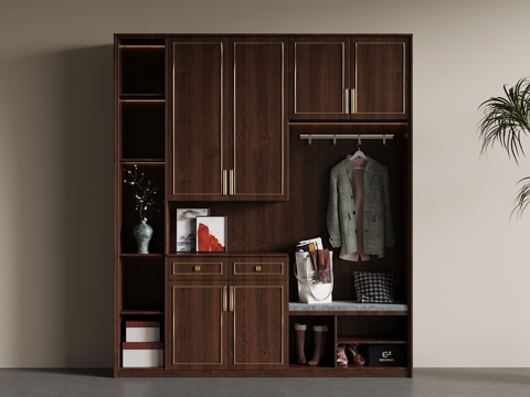 新中式鞋柜su模型