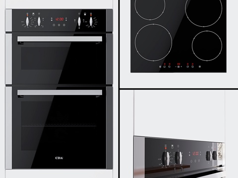  CDA - 双烤箱DC940SS和灶具HN6111FR3d模型 