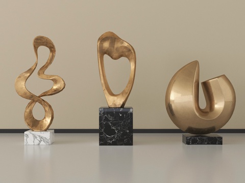 现代雕塑摆件组合 金属雕塑 艺术装置su模型