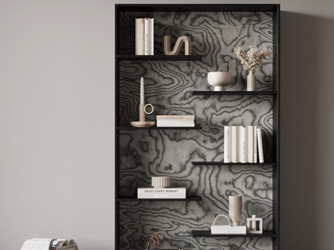 现代意式书架 书柜 置物架su模型