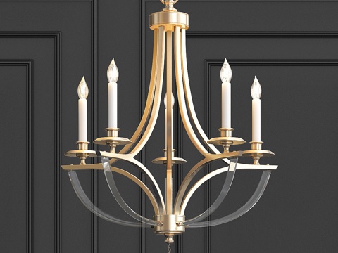  弯曲五灯水晶吊灯3d模型 