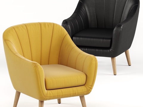  Fondia热带橡胶木扶手椅3d模型 